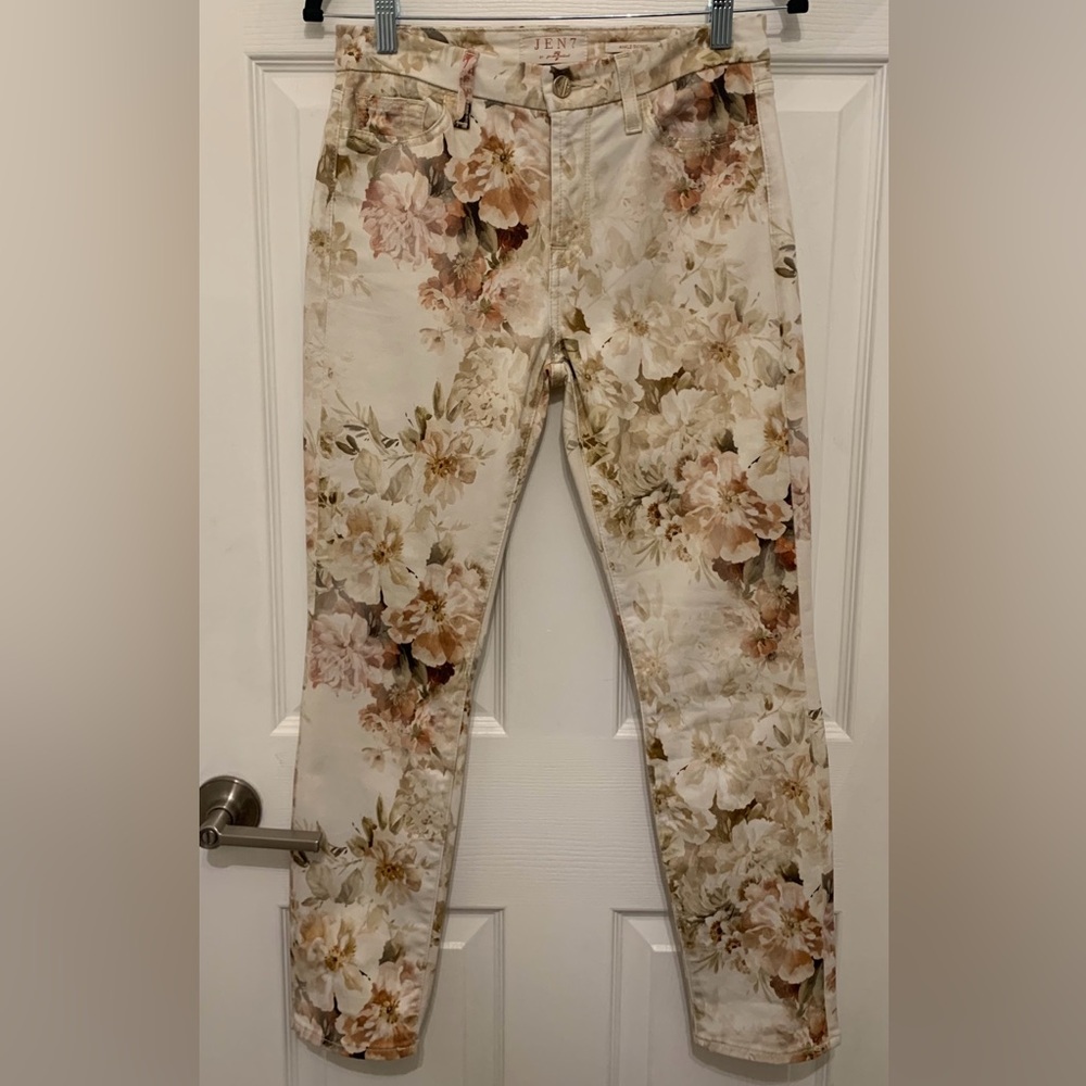 JEN7 / 7 For All Mankind Floral Print Ankle Skinny Jeans/Pants•EUC•Sz. 2